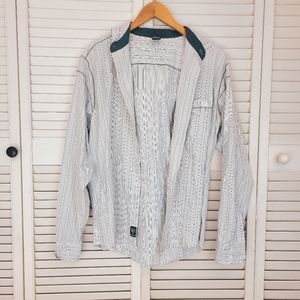 Kuhl Striped Lightweight Hooded Button Up Shirt